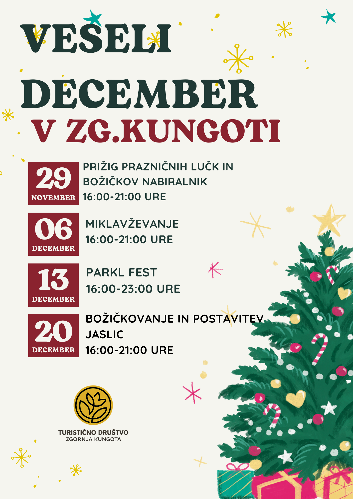 Beige Illustrative Christmas Activity Days Poster 